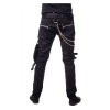 Men Gothic Slim Fit Pant Bondage Metallic Pant Buckle Zipper Black Chain Pant Black